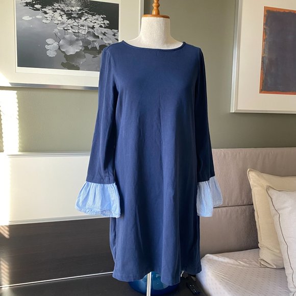 ♥ BeachLunchLounge 100% Cotton T-Shirt Dress with Ruffled Sleeves S/P   … - Picture 2 of 9